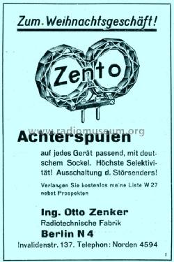 Zento Achterspulen ; Zenker, Ing. Otto; (ID = 1516429) Radio part