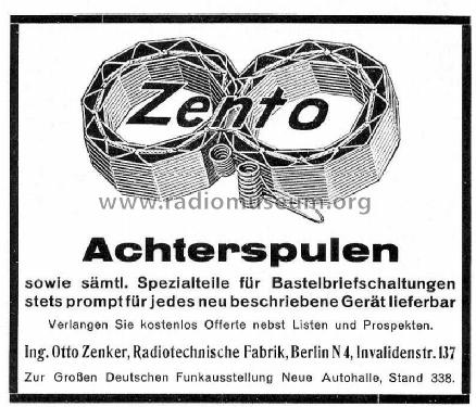 Zento Achterspulen ; Zenker, Ing. Otto; (ID = 776019) Radio part