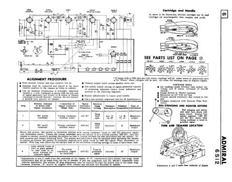 6S12 Ch= 6S1; Admiral brand (ID = 192599) Radio