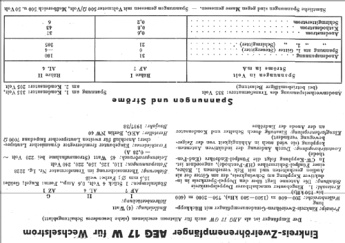 17W ; AEG Radios Allg. (ID = 13321) Radio