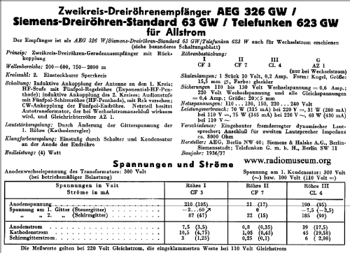 3-26GW - 326GWL; AEG Radios Allg. (ID = 1290120) Radio