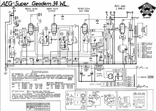 Super-Geadem 34WL = 34WS; AEG Radios Allg. (ID = 810991) Radio