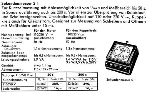 Sekundenmesser S1; AEG Radios Allg. (ID = 1037381) Equipment