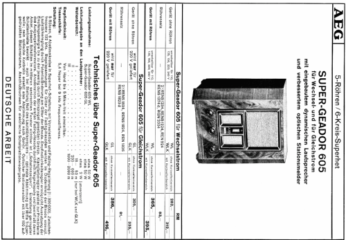 Super-Geador 605GL; AEG Radios Allg. (ID = 481182) Radio