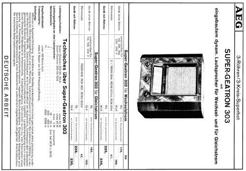 Super-Geatron 303GLK; AEG Radios Allg. (ID = 481192) Radio