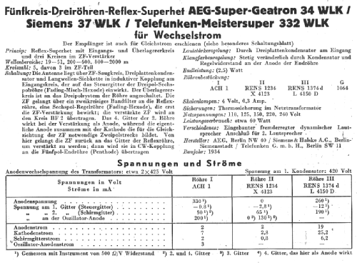 Super-Geatron 34WLK ; AEG Radios Allg. (ID = 13419) Radio