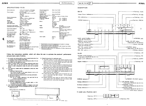 Stereo Integrated Amplifier MX-70; Aiwa Co. Ltd.; Tokyo (ID = 2483756) Ampl/Mixer