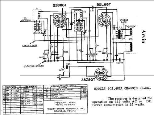 Arvin 402 Ch= RE-55; Arvin, brand of (ID = 429704) Radio