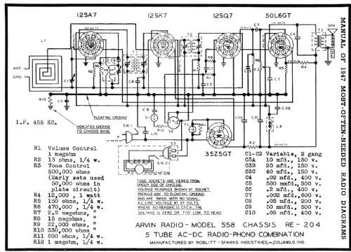558 Ch=RE-204 RE204; Arvin, brand of (ID = 73662) Radio