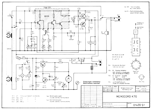 Memocord K70; Assmann, W., GmbH; (ID = 1201258) R-Player