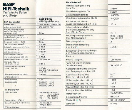 HiFi Digital Receiver D 5050; BASF, Badische (ID = 2812479) Radio