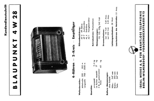 4W28; Blaupunkt Ideal, (ID = 1400378) Radio