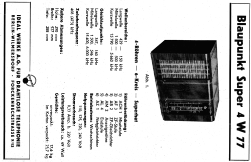 4W77; Blaupunkt Ideal, (ID = 2025531) Radio