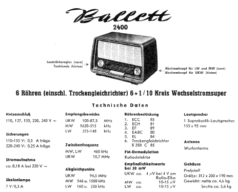 Ballett 2400; Blaupunkt Ideal, (ID = 111309) Radio