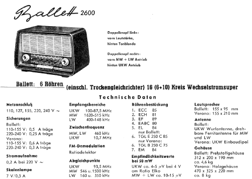 Ballett 2600; Blaupunkt Ideal, (ID = 112017) Radio