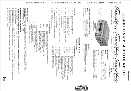 Frankfurt Transistor TR 24V ab Q 500001; Blaupunkt Ideal, (ID = 686959) Car Radio