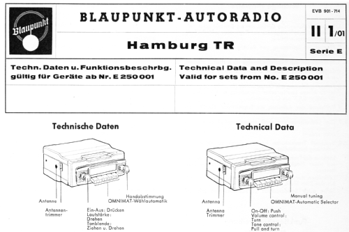 Hamburg TR ab E 250001; Blaupunkt Ideal, (ID = 869322) Car Radio