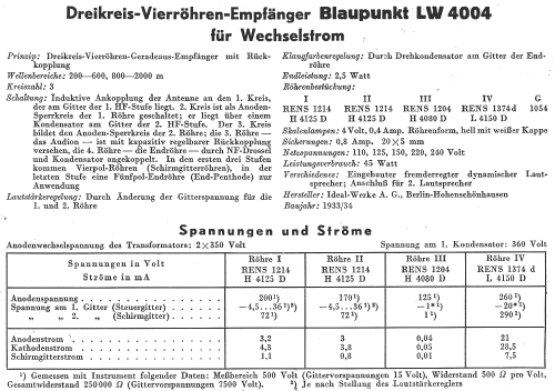 LW4004; Blaupunkt Ideal, (ID = 13761) Radio