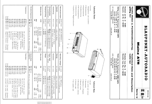 Mainz ATR Serie U ab Nr.: U 10001; Blaupunkt Ideal, (ID = 622379) Radio