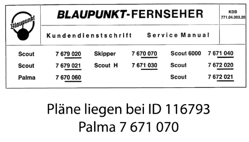 Scout 6000 7.671.040; Blaupunkt Ideal, (ID = 1362250) Fernseh-E