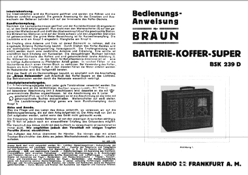 Koffer Super BSK 239D ; Braun; Frankfurt (ID = 76065) Radio