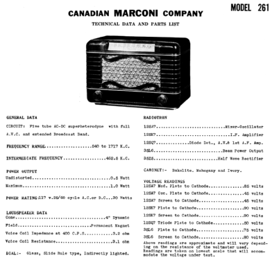 261 ; Canadian Marconi Co. (ID = 641556) Radio