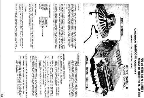 C8M-18805 ; Canadian Marconi Co. (ID = 1194069) Car Radio