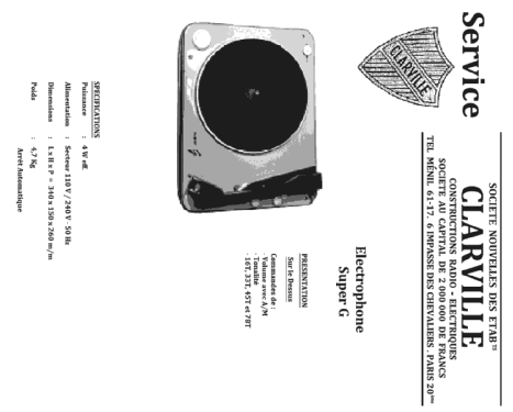 Électrophone Super G ; Clarville CSF; Paris (ID = 1915807) R-Player