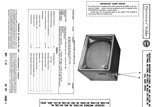 BC-12M Ch= 489; Crosley Radio Corp.; (ID = 1862996) Television
