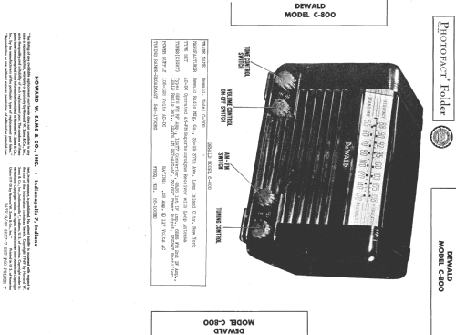 C-800 ; DeWald Radio Mfg. (ID = 519207) Radio