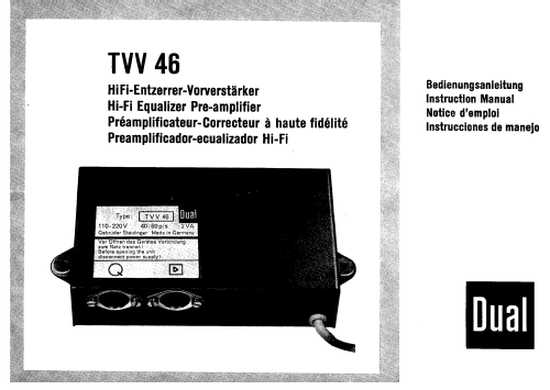 Entzerr-Vorverstärker TVV 46; Dual, Gebr. (ID = 2074774) Ampl/Mixer