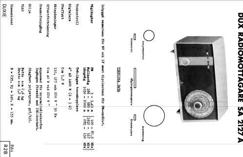 SA2127A/79K; Dux Radio AB; (ID = 1615300) Radio