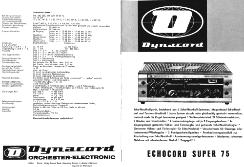 Echocord Super 75; Dynacord W. (ID = 1207336) Ampl/Mixer