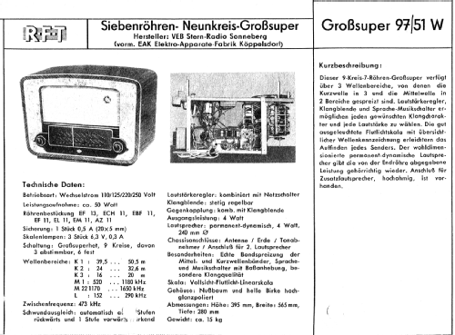 Großsuper 97/51W; EAK, Elektro- (ID = 2286241) Radio