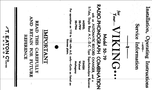Viking 50-79W ; Eaton Co. Ltd., The (ID = 1917422) Radio