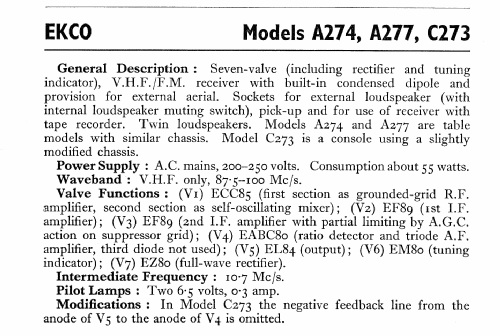 C273; Ekco, E.K.Cole Ltd.; (ID = 557778) Radio