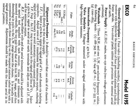 U195; Ekco, E.K.Cole Ltd.; (ID = 250725) Radio