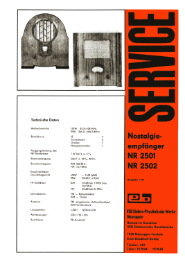 Nostalgieempfänger NR2501; Elektrophysikalische (ID = 2845141) Radio