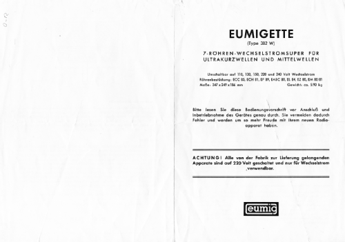 Eumigette 382W ; Eumig, Elektrizitäts (ID = 2399210) Radio