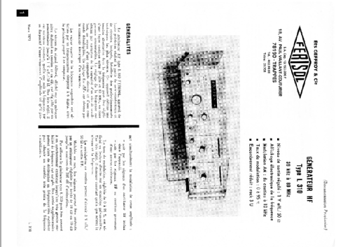 Générateur HF L310; Ferisol; Paris (ID = 1410055) Equipment