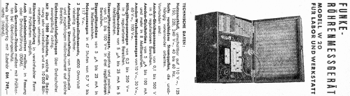 Röhrenprüfgerät W20 - S/N ab 27061; Funke, Max, Weida/Th (ID = 711093) Equipment