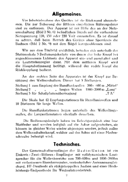 Radio-Union Typ 1 RU1W; Gemeinschaftserzeugn (ID = 2891294) Radio