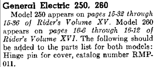 260 ; General Electric Co. (ID = 390916) Radio