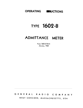 Admittance Meter 1602-B ; General Radio (ID = 2950889) Equipment