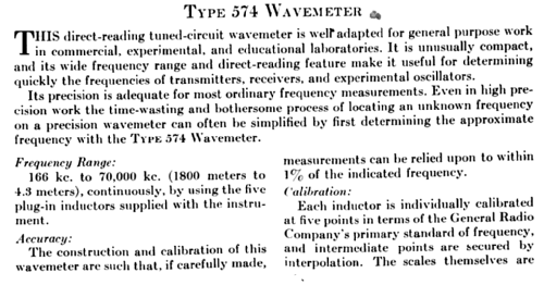 Direct-Reading Wavemeter 574; General Radio (ID = 1875849) Equipment