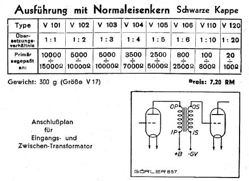 NF-Transformator V103 ; Görler, J. K.; (ID = 1745479) Radio part