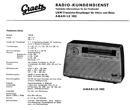 Amabile 1052; Graetz, Altena (ID = 525094) Radio