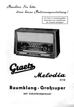 Melodia 419; Graetz, Altena (ID = 2984500) Radio