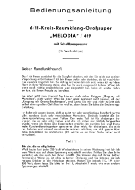 Melodia 419; Graetz, Altena (ID = 2984501) Radio