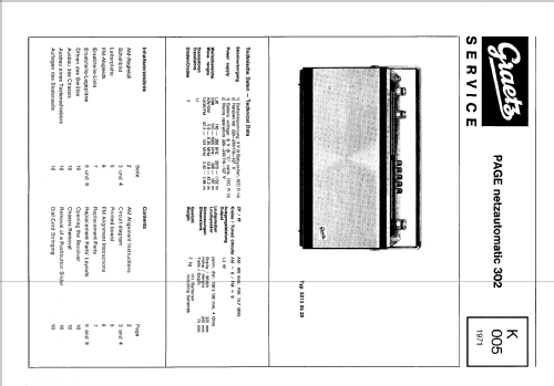 Page netzautomatic 302; Graetz, Altena (ID = 608138) Radio